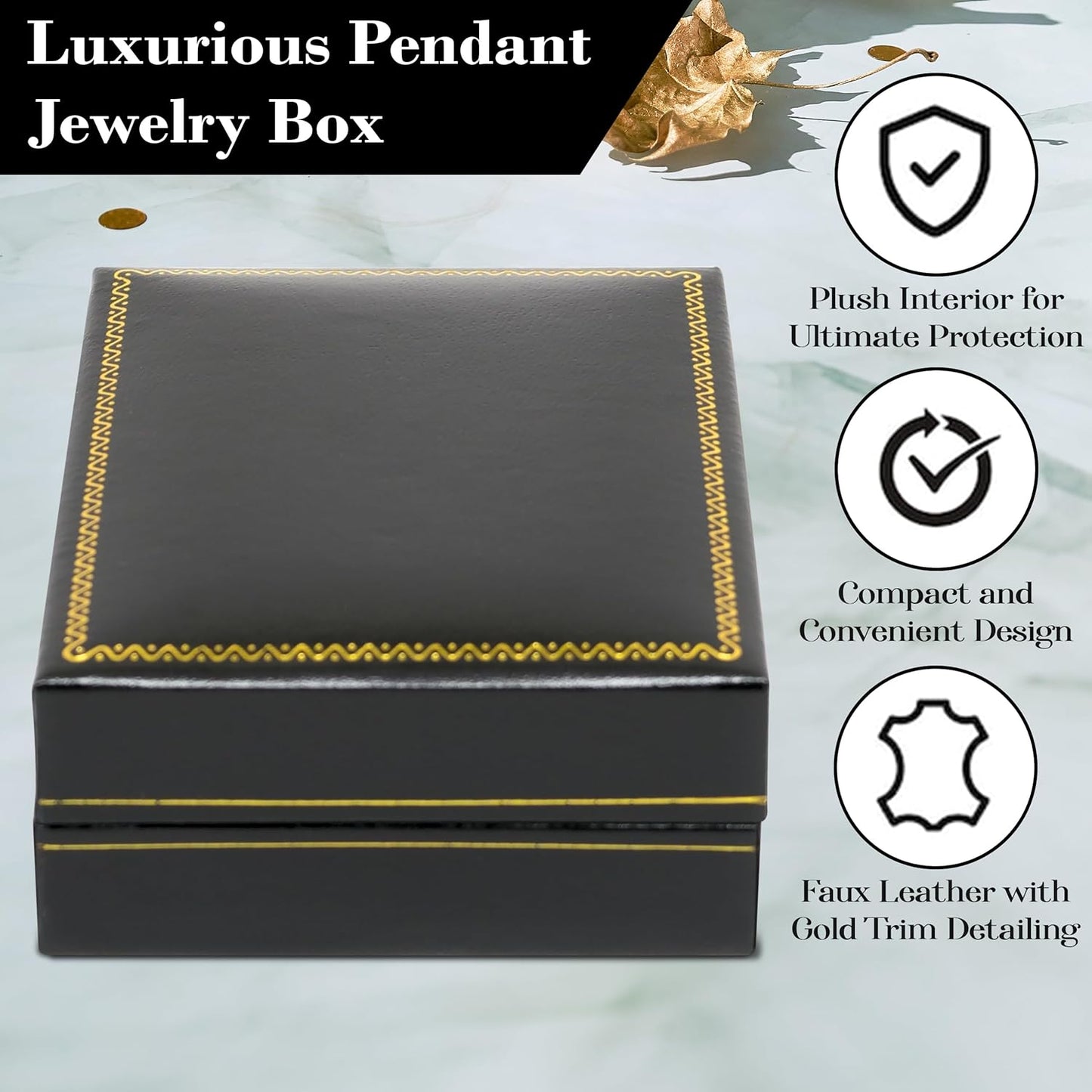 Leatherette with Gold Trim Large Pendant Box