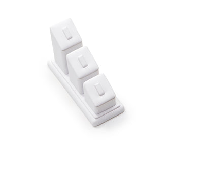 White Leatherette 3 Clip Ring Stand