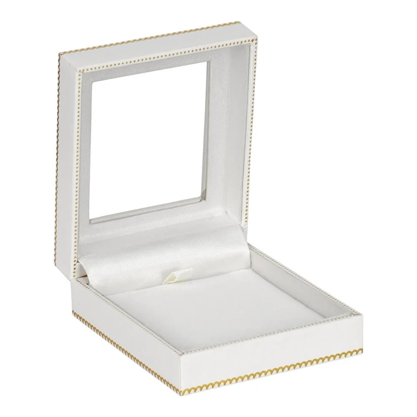 White Window Leatherette Large Pendant Box