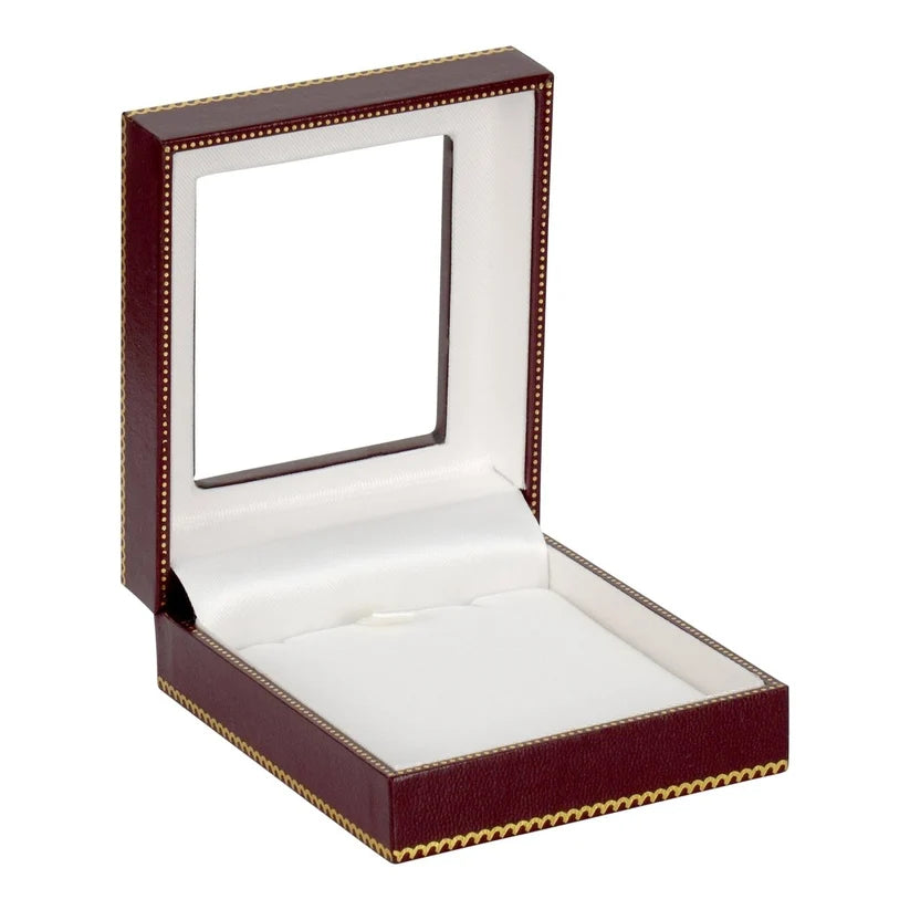 Burgundy Window Leatherette Large Pendant Box