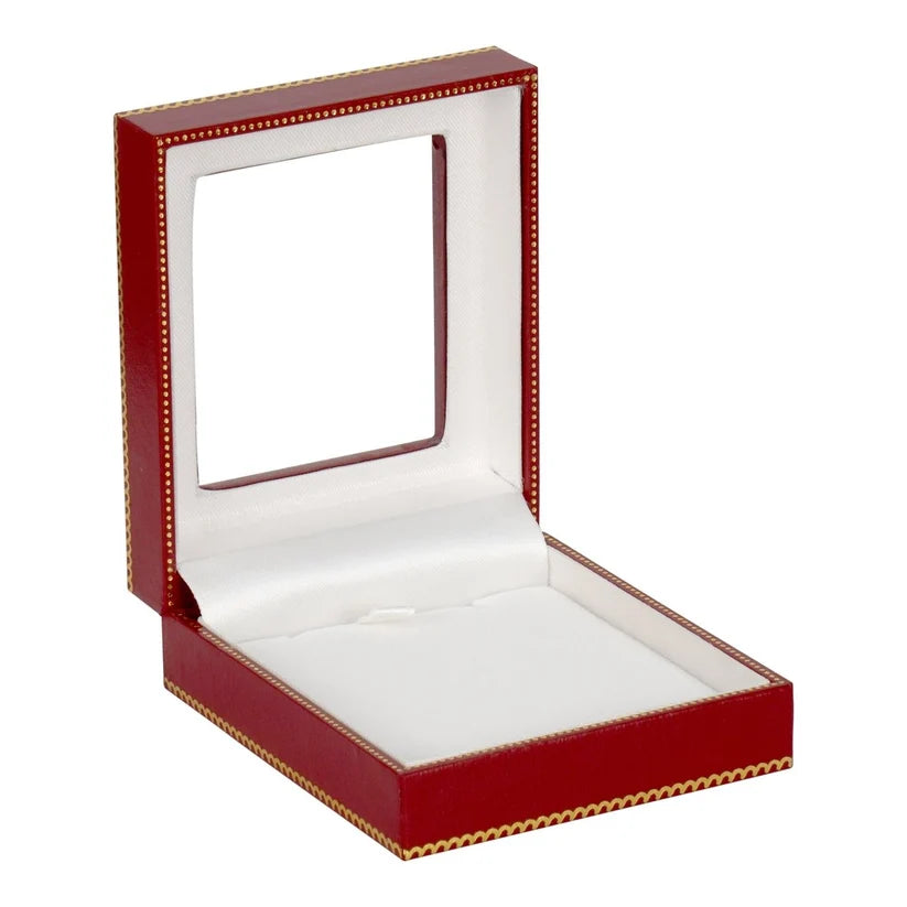 Red Window Leatherette Large Pendant Box
