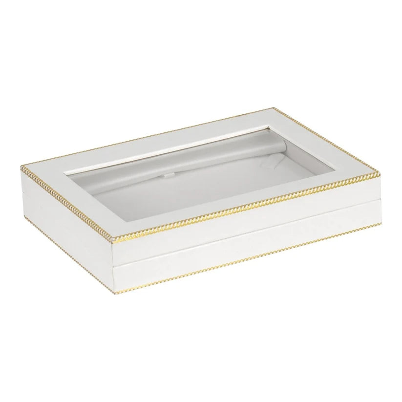 White Window Leatherette Pearl Box