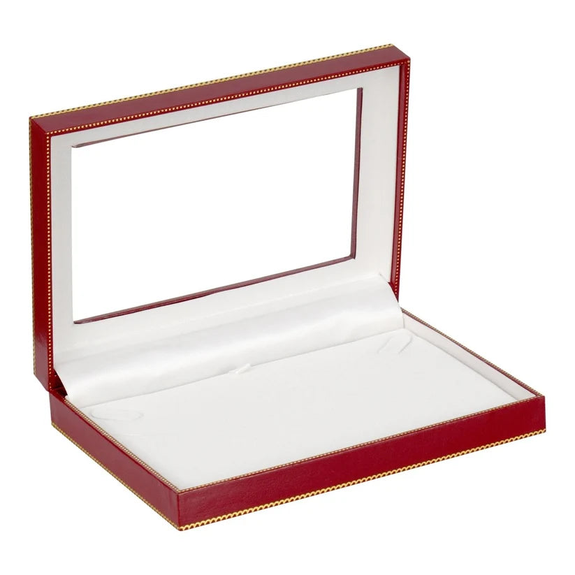 Red Window Leatherette Pearl Box