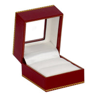 Red Window Leatherette Ring Box