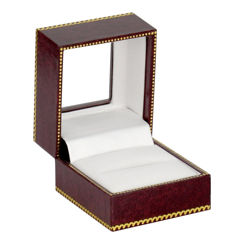 Burgundy Window Leatherette Ring Box