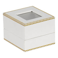 White Window Leatherette Ring Box