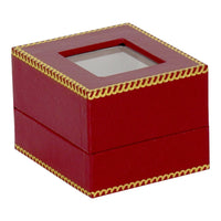 Red Window Leatherette Ring Box