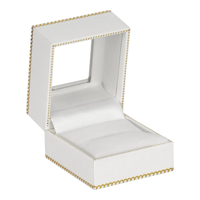White Window Leatherette Ring Box