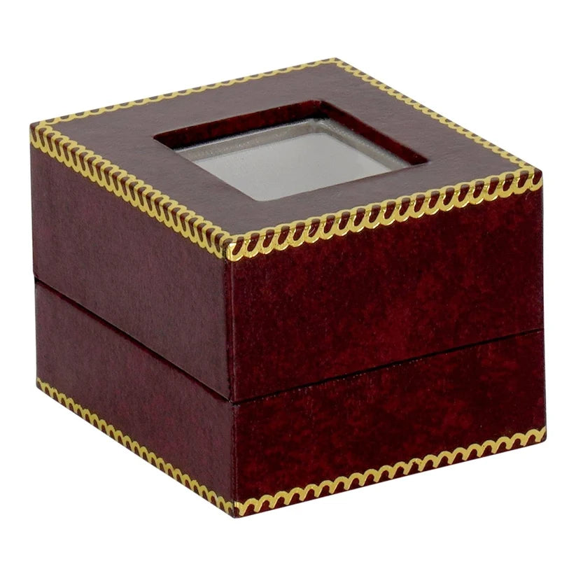 Burgundy Window Leatherette Ring Clip Box