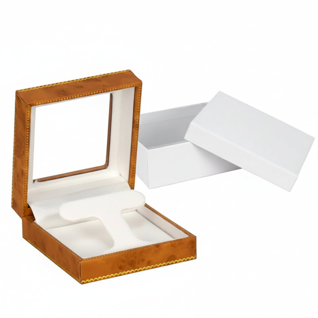 window leatherette hoop earring box