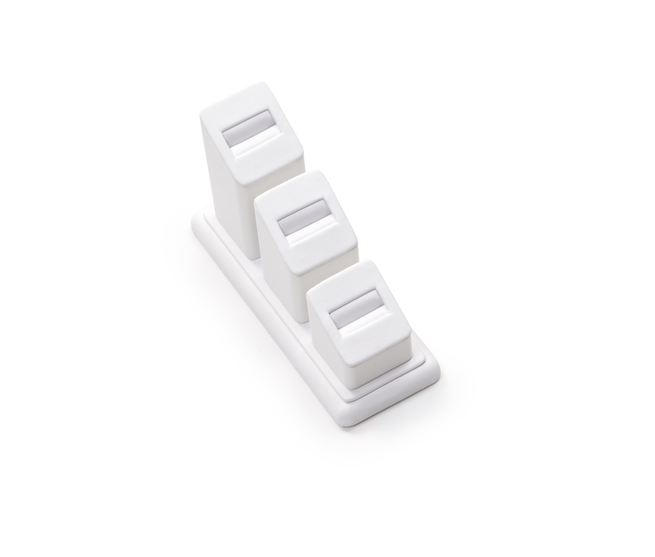 White Leatherette 3 Ring Slot Stand