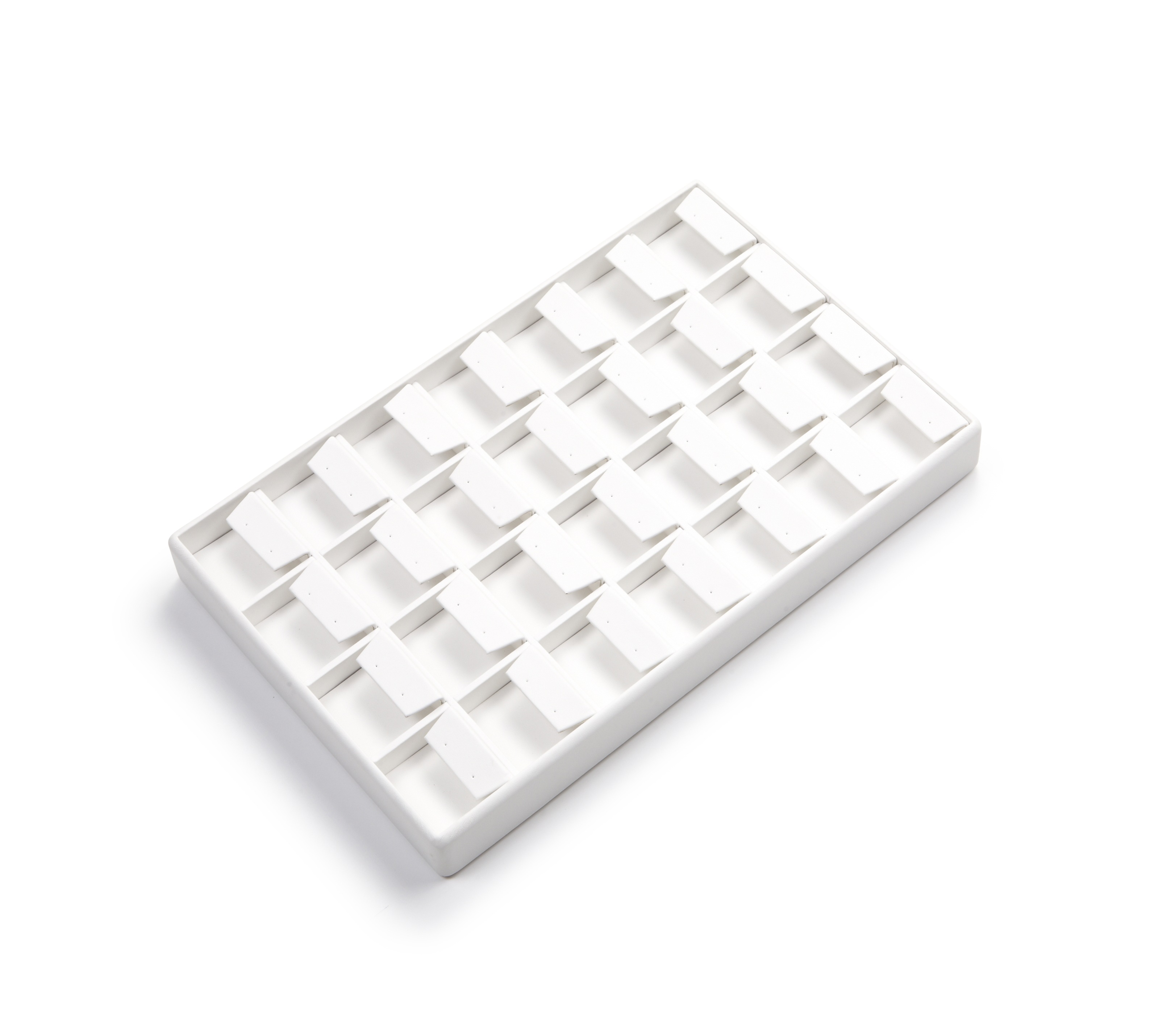 White Leatherette 28 Earring tray