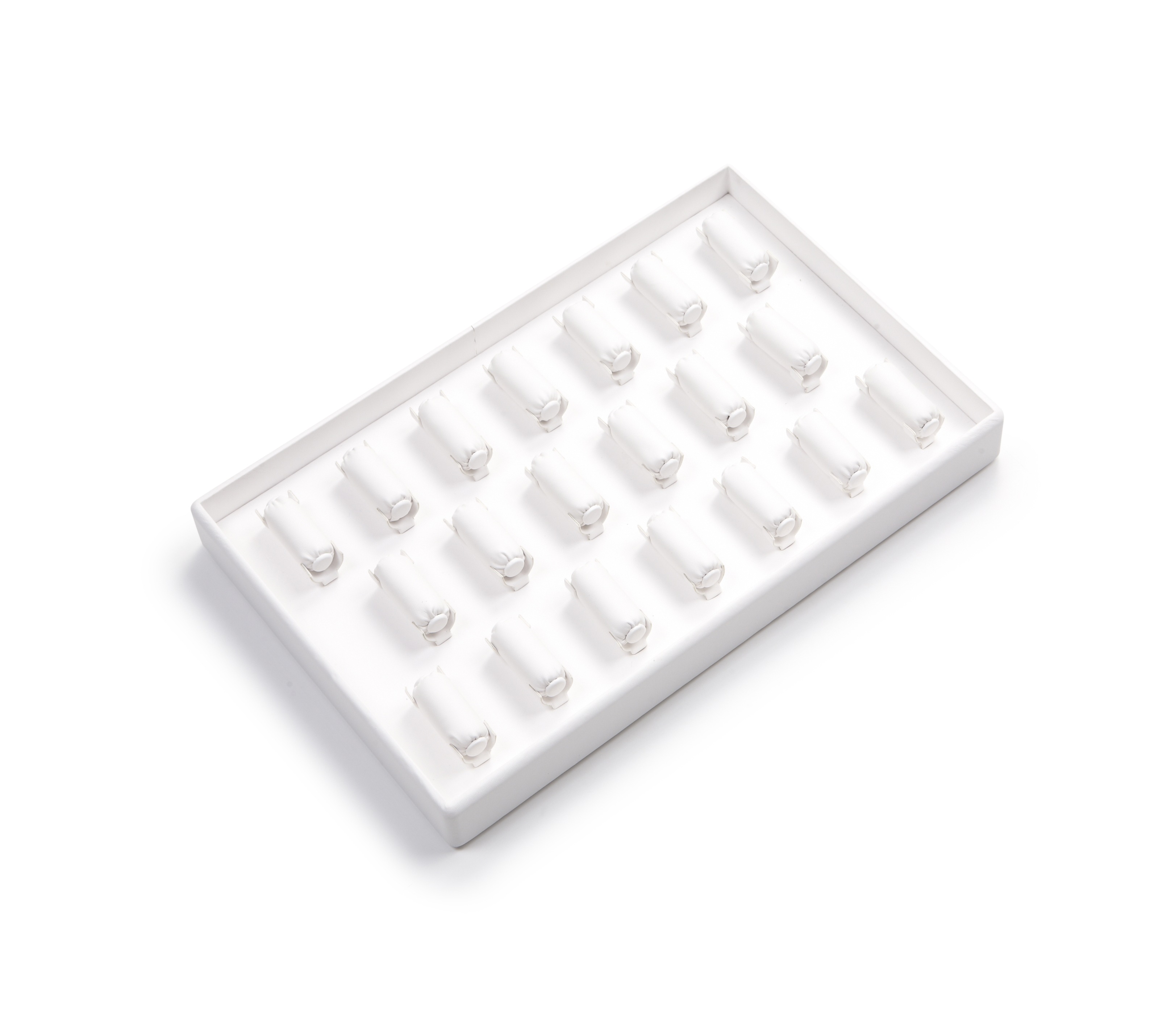 White Leatherette 20 Ring Bar Tray