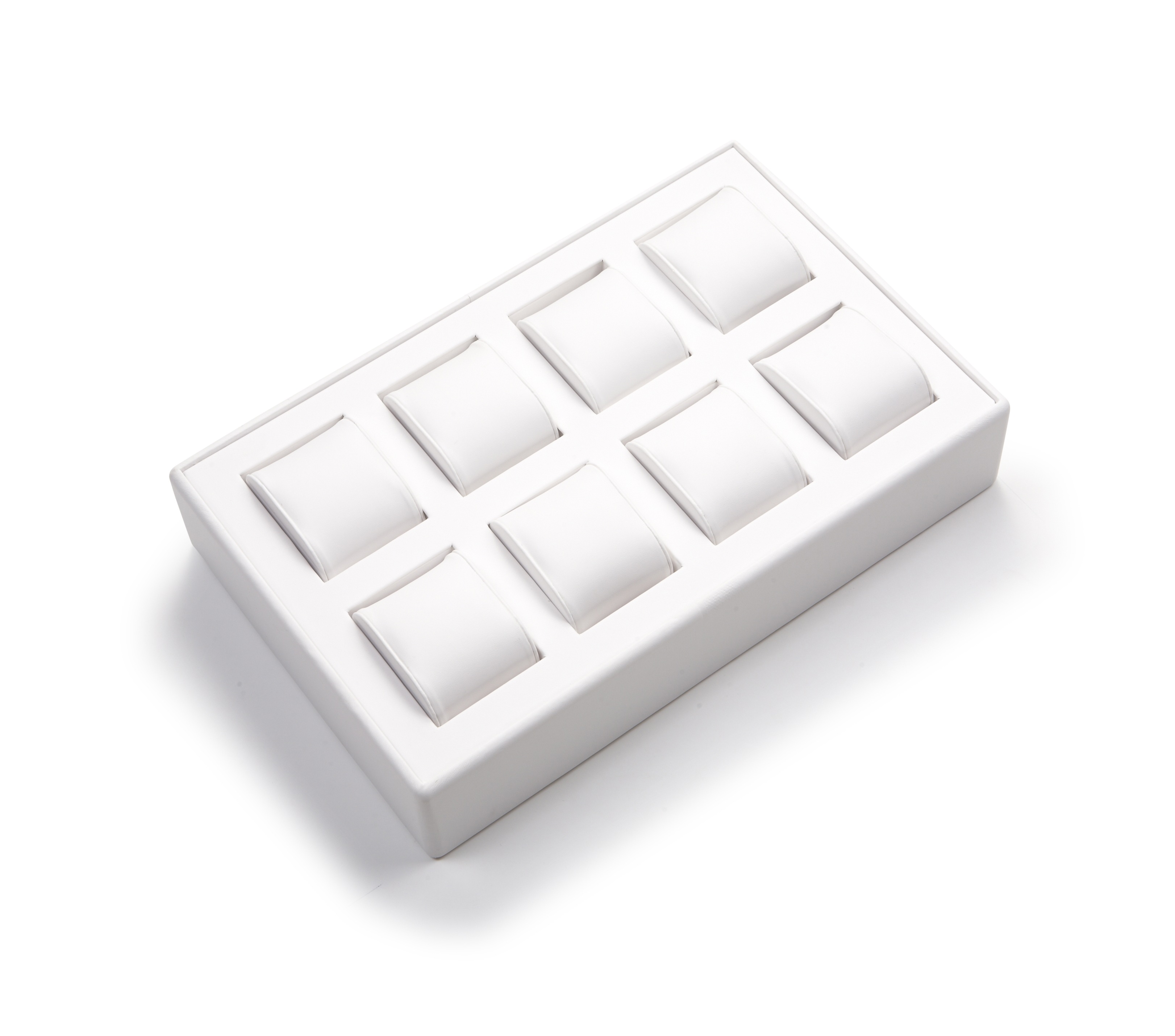 White Leatherette 8 Watch Tray