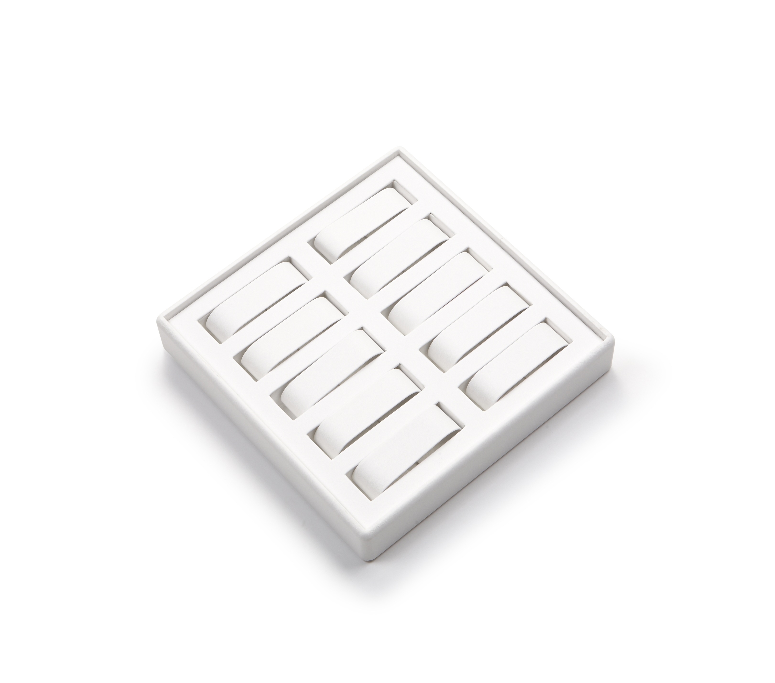White Leatherette 10 Watch Tray