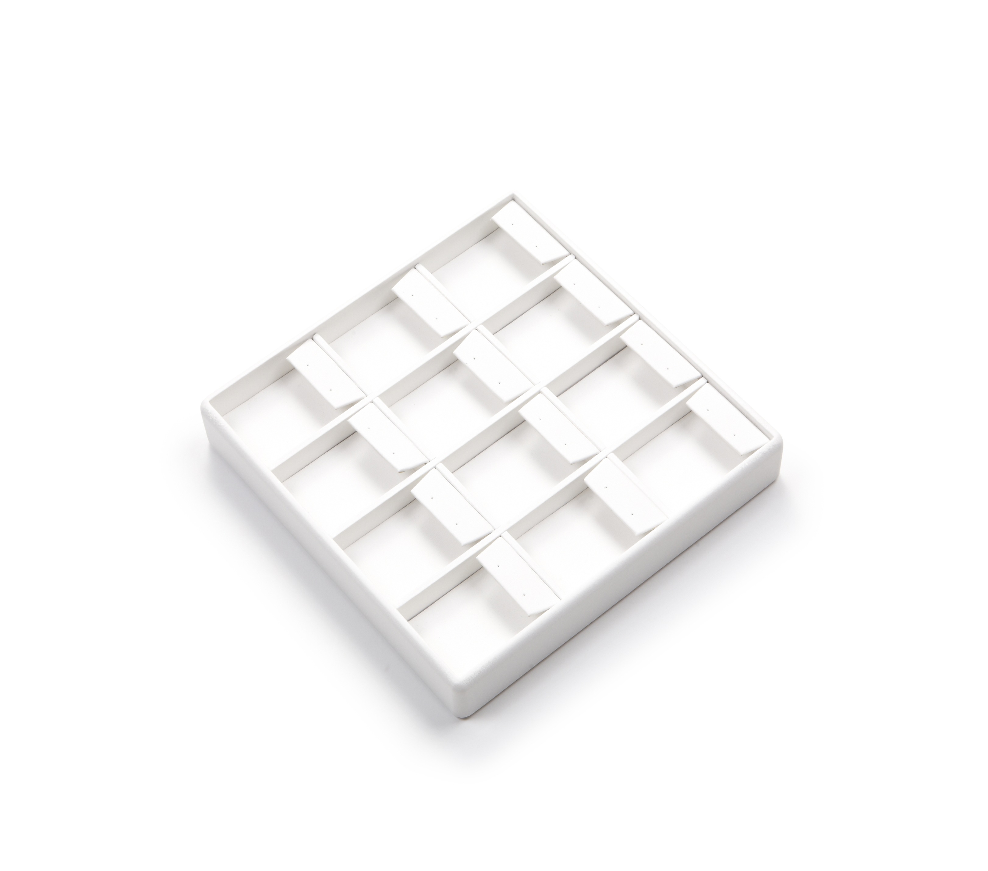 White Leatherette 12 Earring Tray