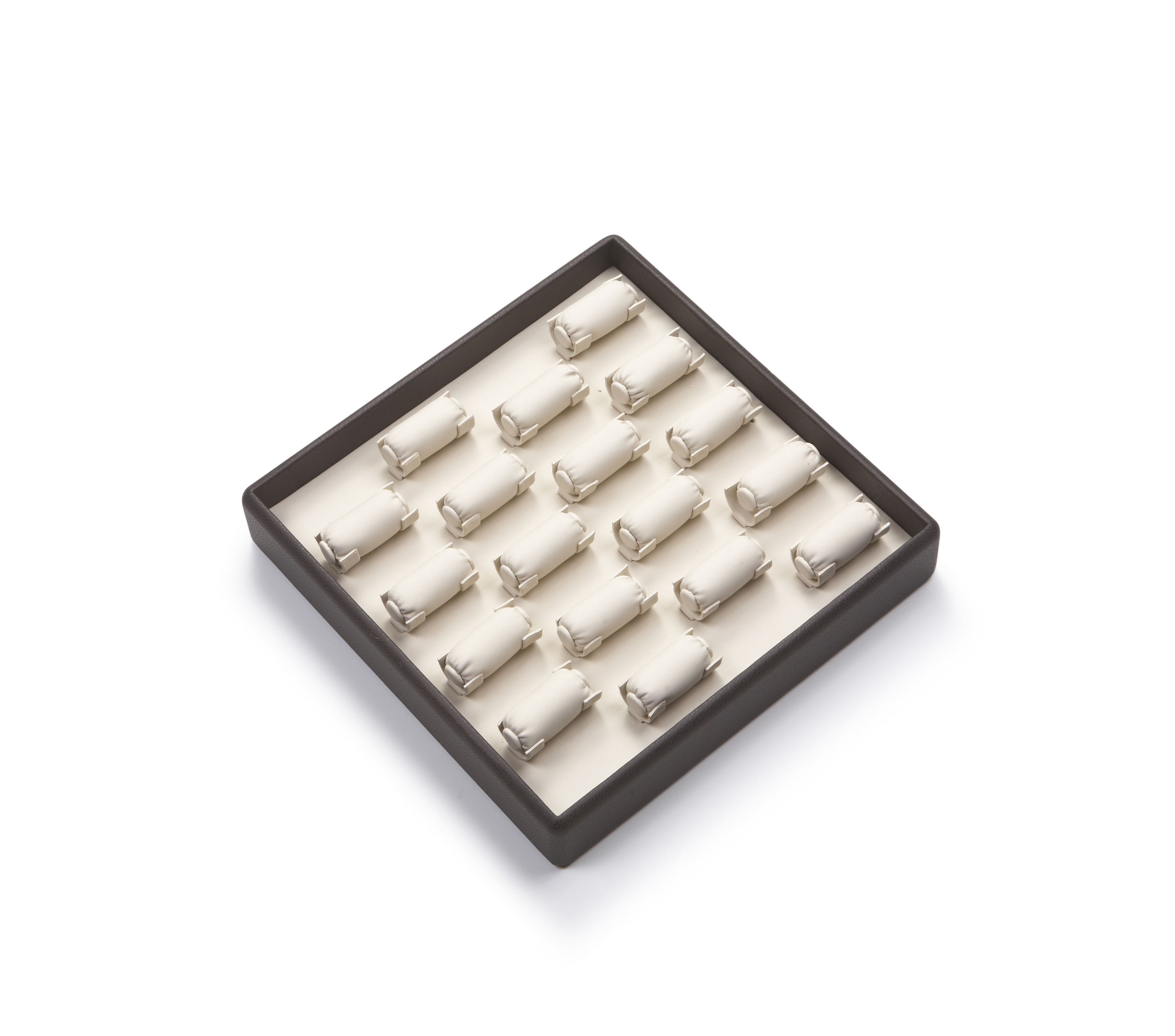 Chocolate/Beige Leatherette 18 Bar Ring Tray