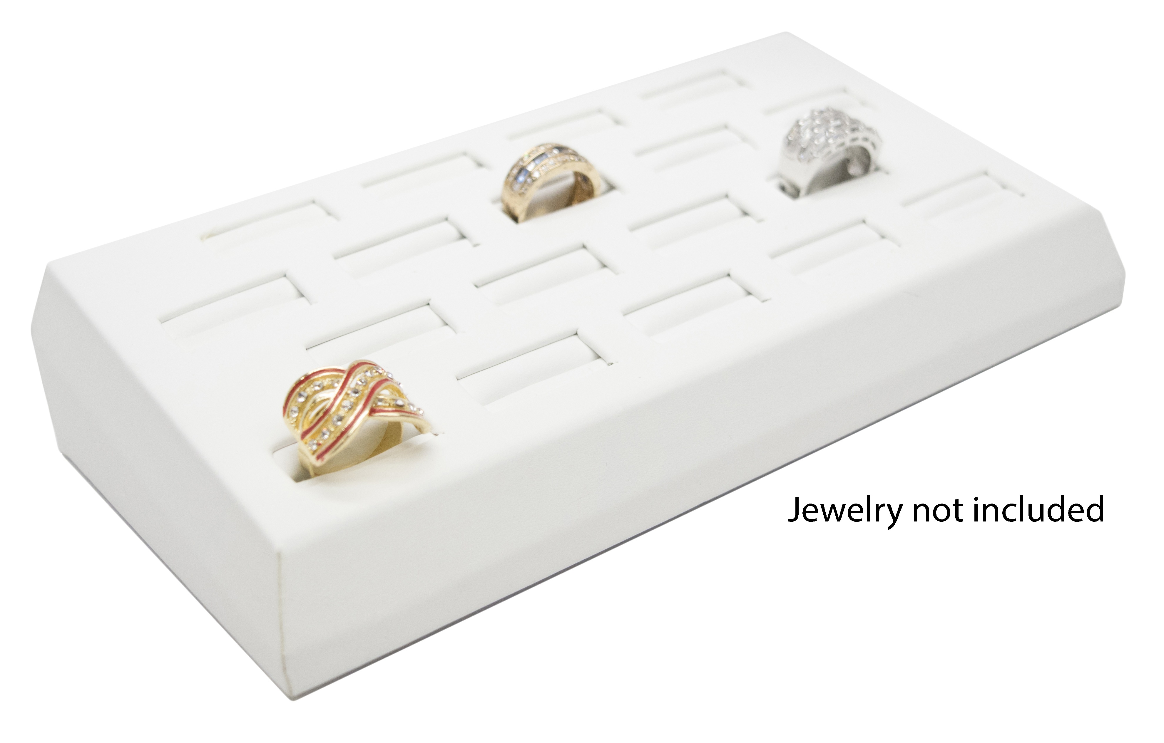 18 Slot White Leatherette Ring/Cufflink Jewelry Tray Display