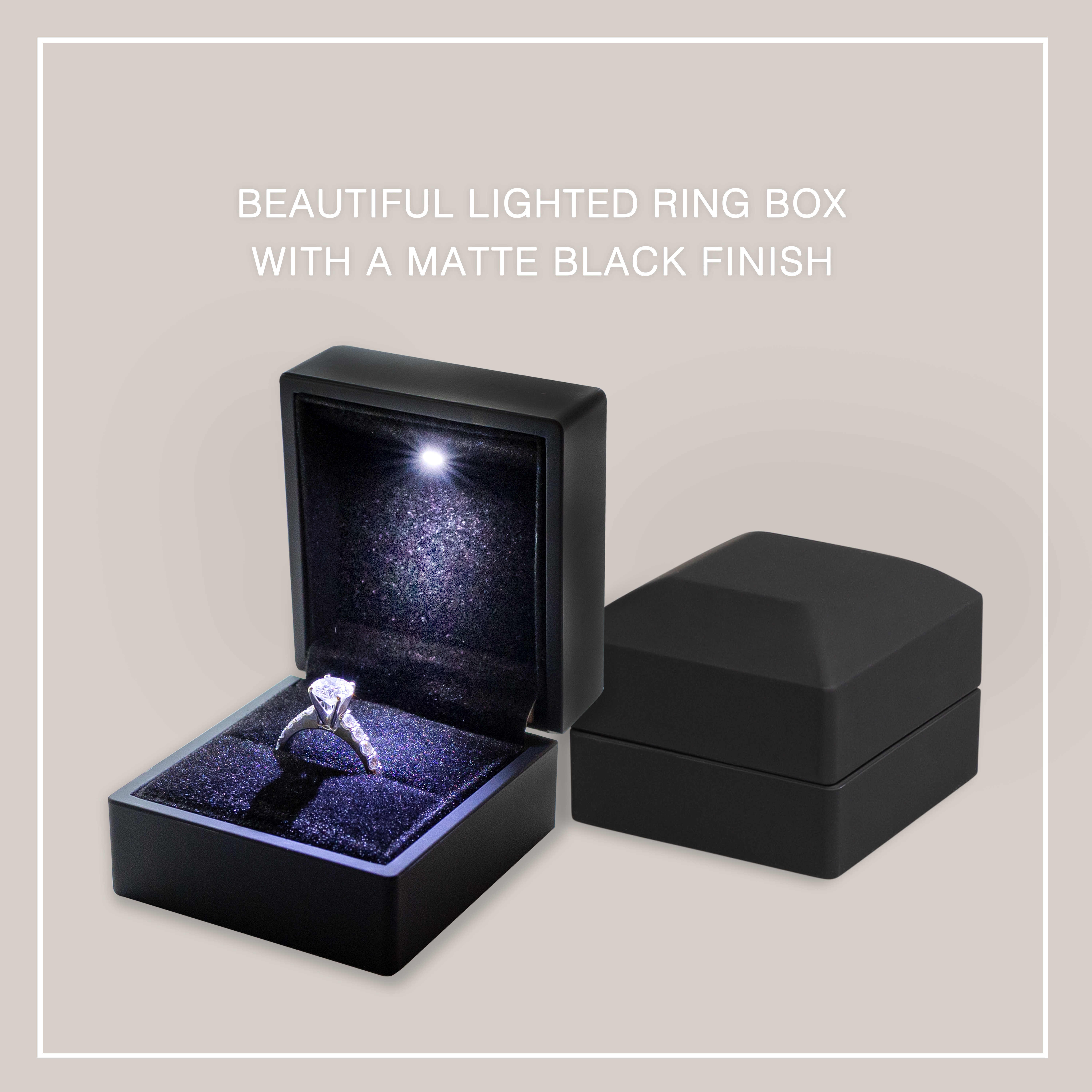Black Leatherette LED Ring Box