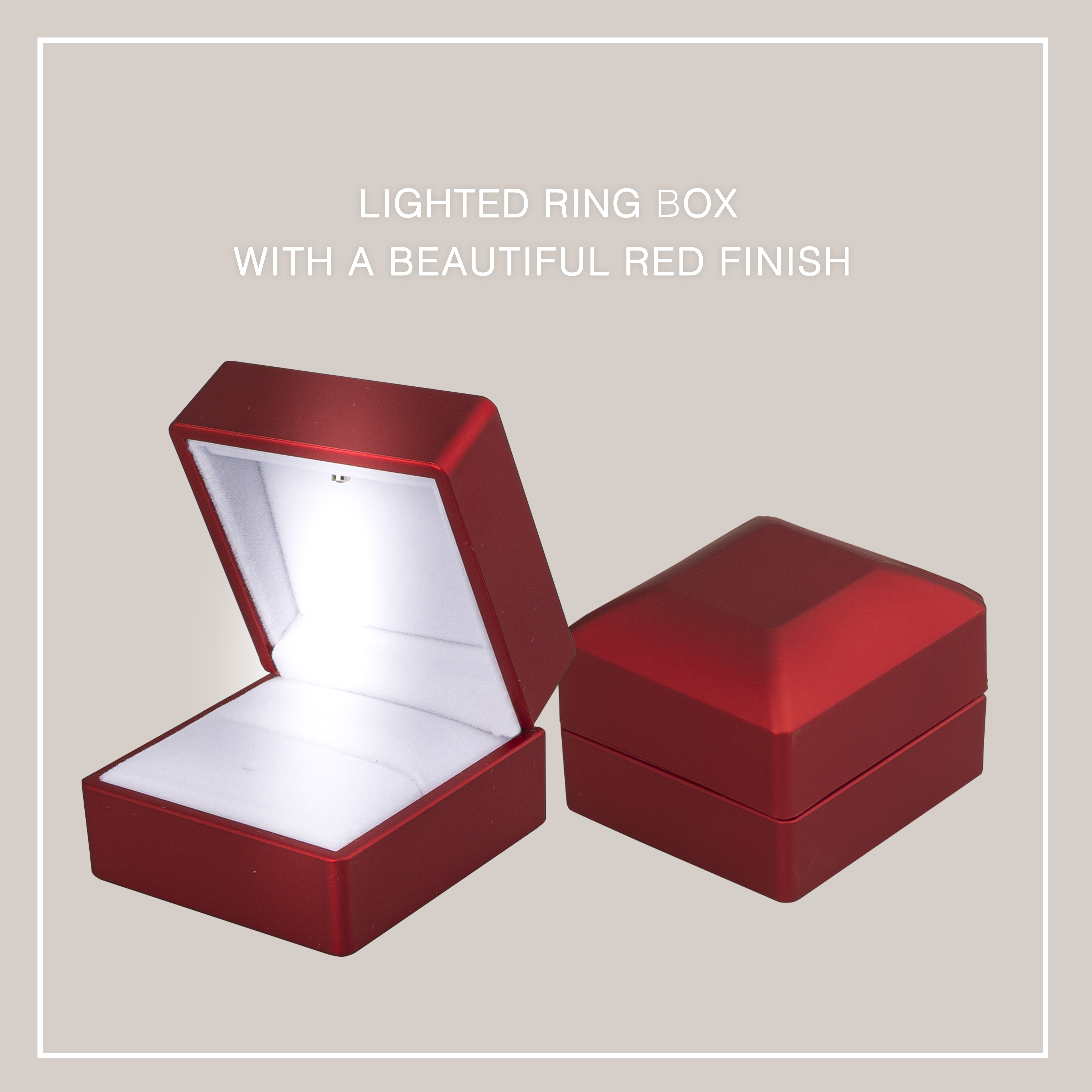 Red Leatherette LED Ring Box