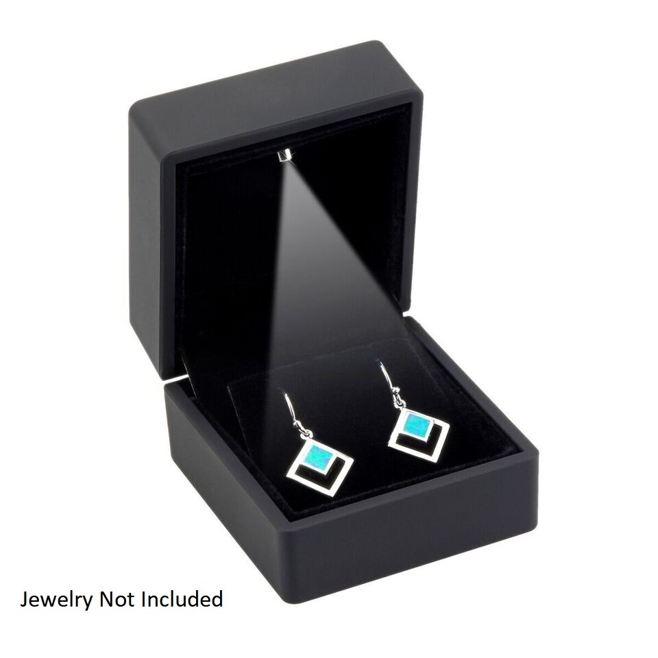 Black Leatherette LED Earring Box