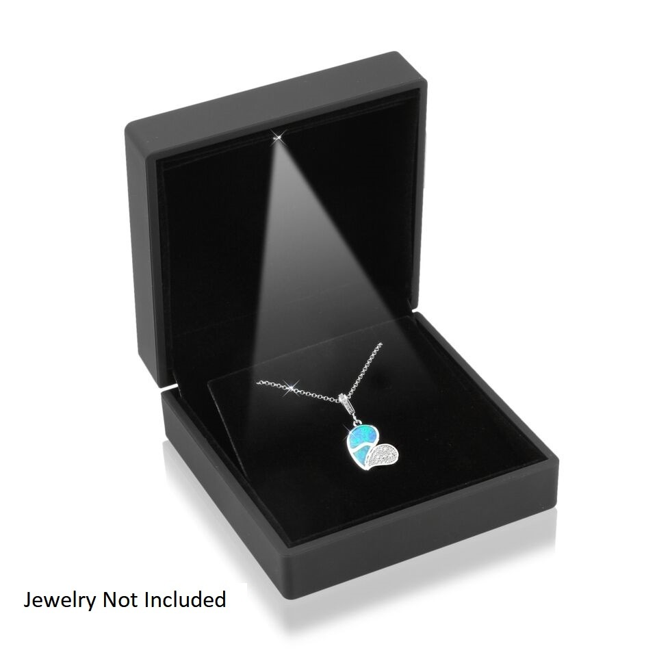 Black Leatherette LED Earring/Pendant Box