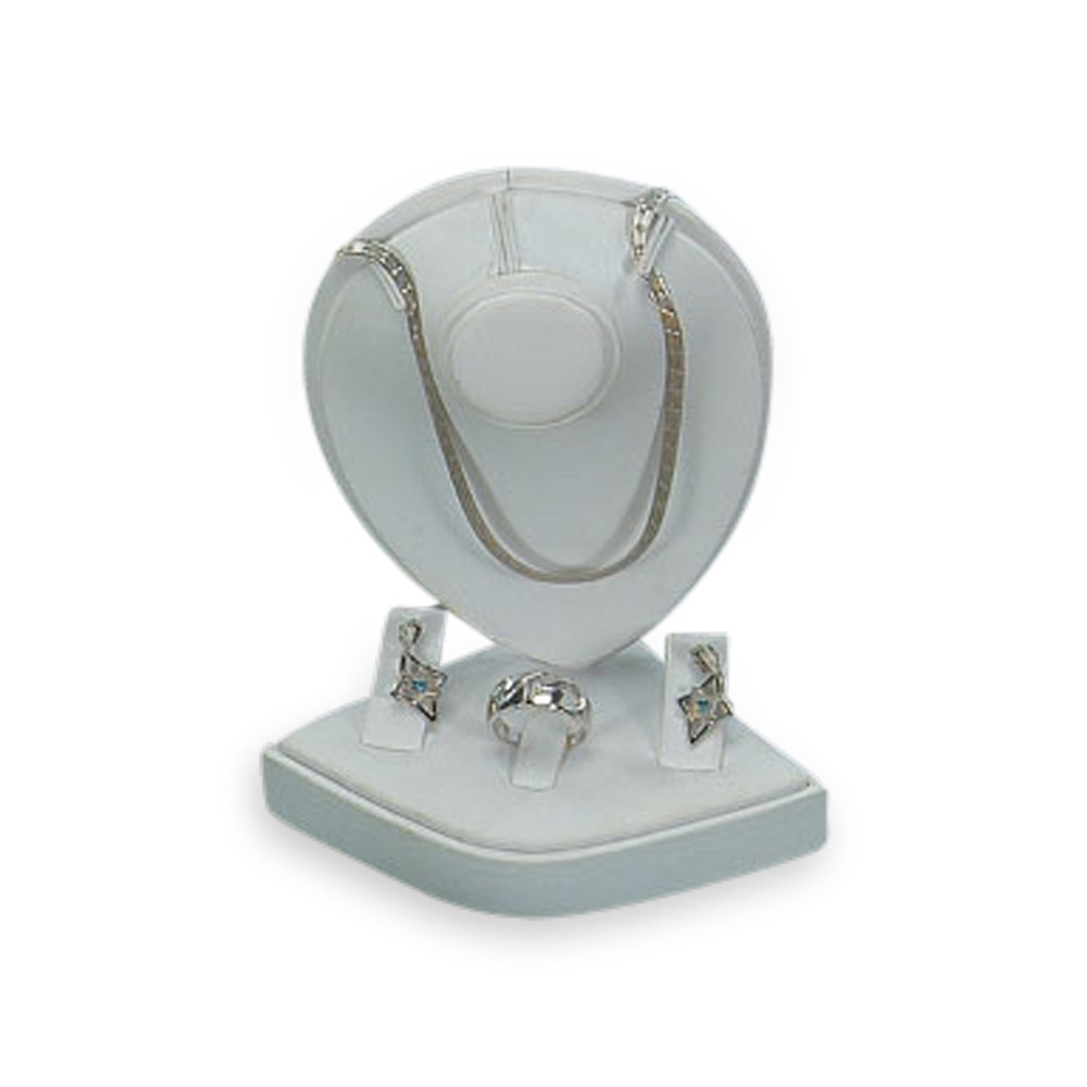 White Leatherette Ring/Earring/Pendant Stand