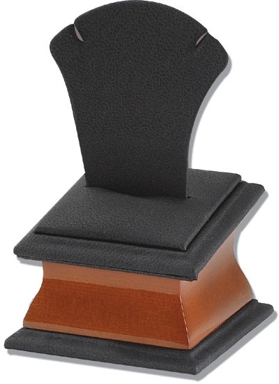 Black leatherette & Brown Wood Pendant Stand