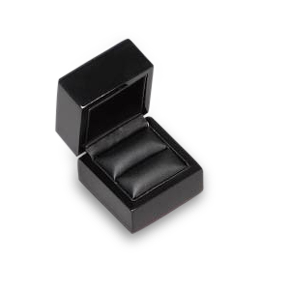 High Gloss Black Wood Ring Box