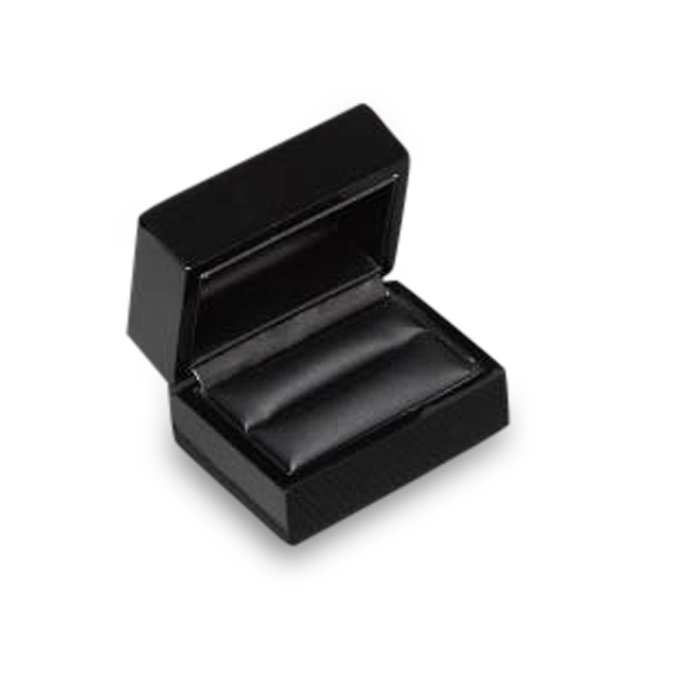 High Gloss Black Wood Double Ring Box