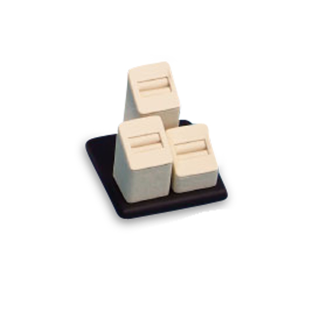 Chocolate/Beige Leatherette 3 Slot Ring Tower