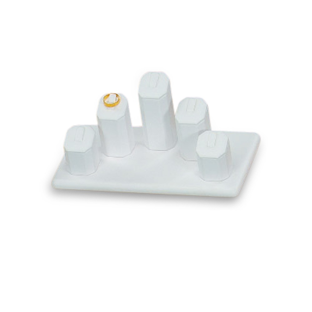 White Leatherette 5 Ring Tower Display