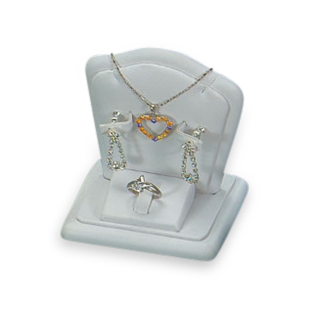 White Leatherette Ring/Earring/Pendant Stand