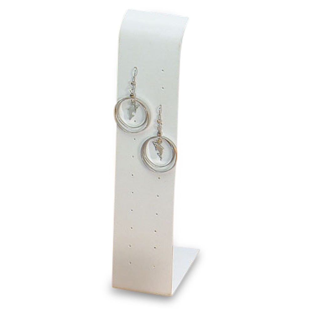 White Leatherette 8 Pairs Earring Stand