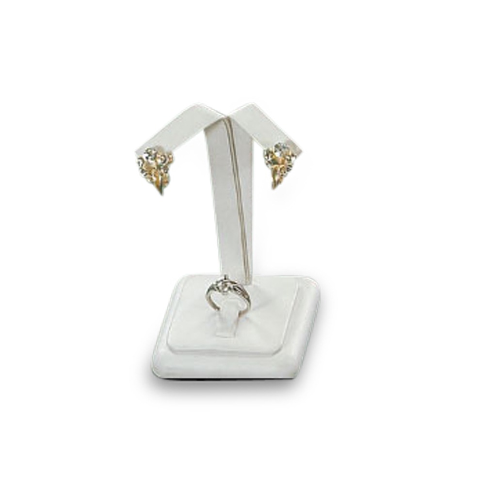 White Leatherette Earring/Ring Stand