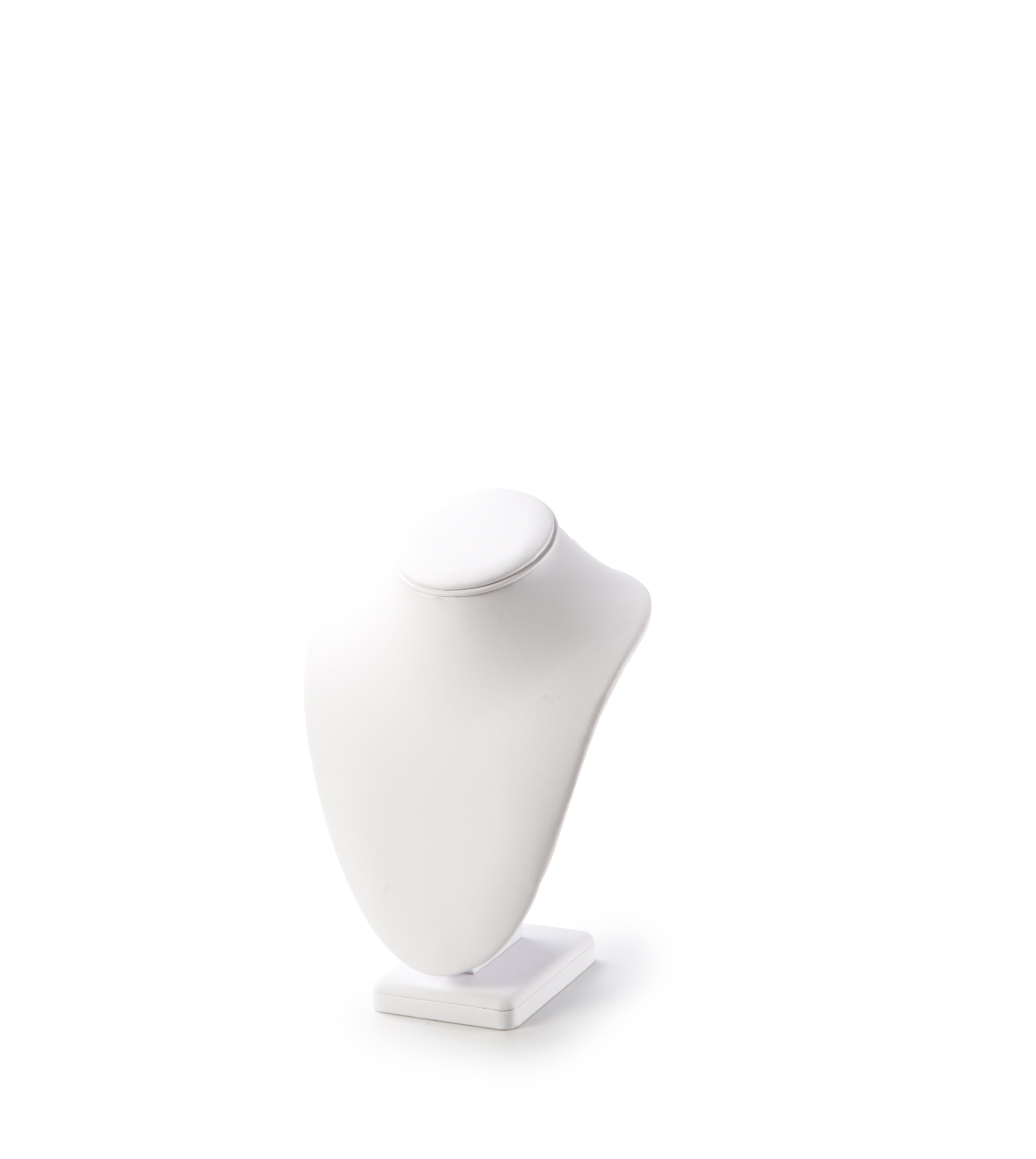 White Leatherette Large Wood Neckform Stand