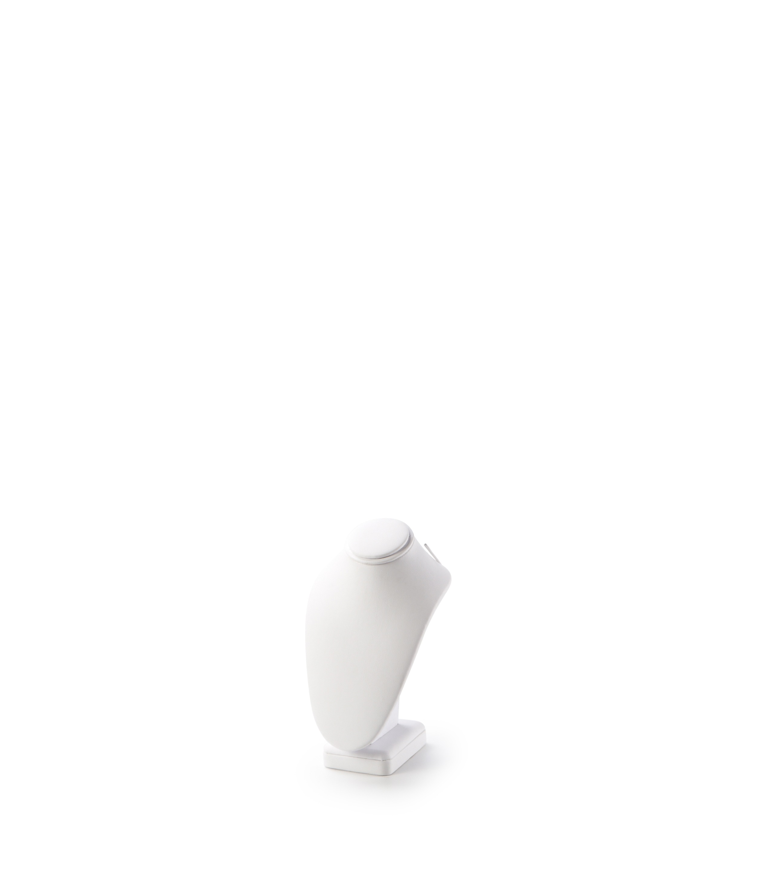 White Leatherette Small Wood Neckform Stand