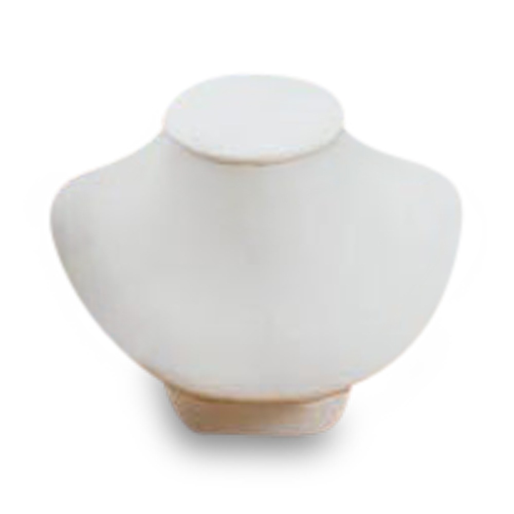 White Leatherette Small Wood Neckform Stand