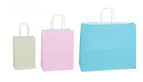 Large Ciel Blue White Smooth Paper Bags