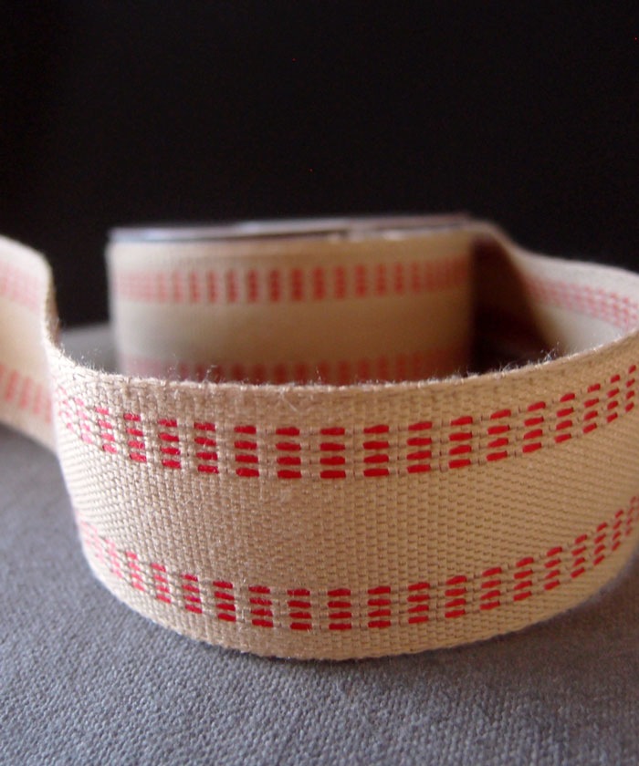 Burlap Webbing Ribbon with Stitching