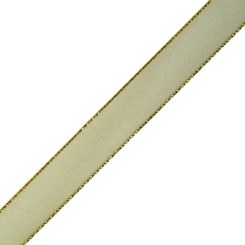 Ivory Sheer Ribbon with Gold Edge
