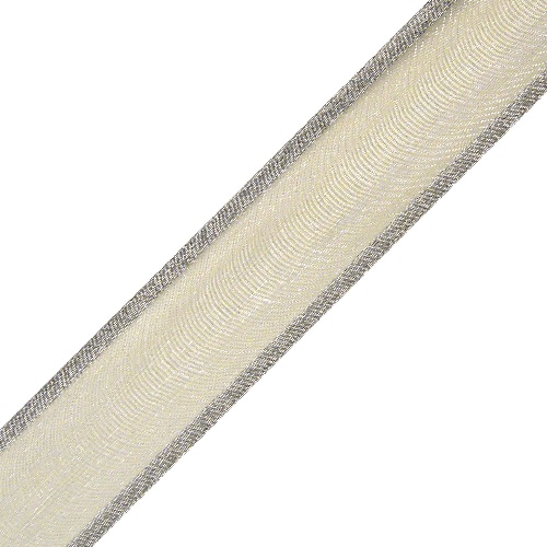 Ivory Sheer Silver Bold Wired Ribbon
