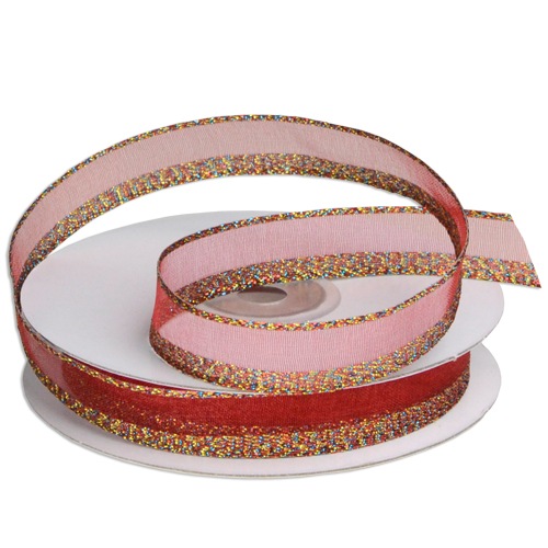 Red Sheer Ribbon with Shimmery Edge