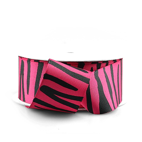 Pink on Black Zebra Print Ribbon