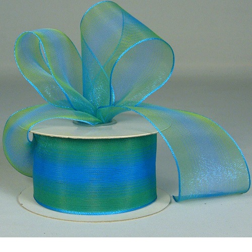 Turquoise and Green Two-Toned Sheer Ribbon