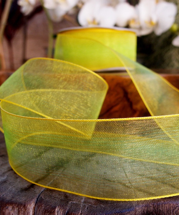 Yellow and Neon Two-Toned Sheer Ribbon