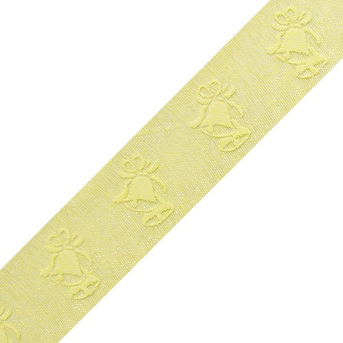 White with Ivory Wedding Bell Print Ribbon