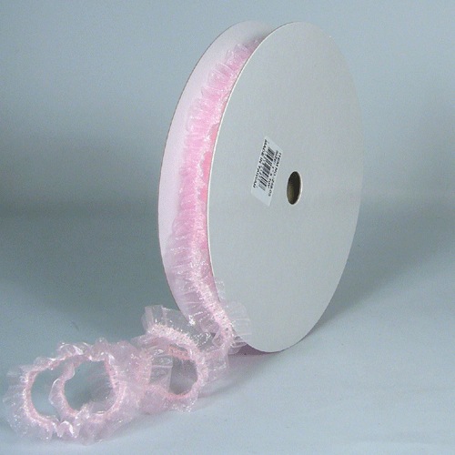 Pink Elastic Ruffled Organza Ribbon