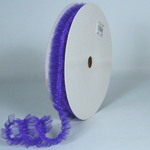 Purple Elastic Ruffled Organza Ribbon