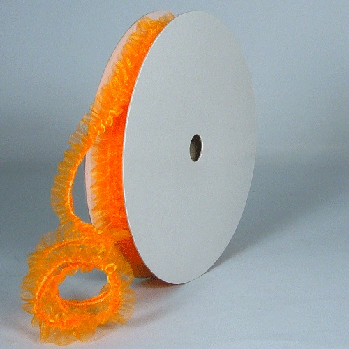 Orange Elastic Ruffled Organza Ribbon